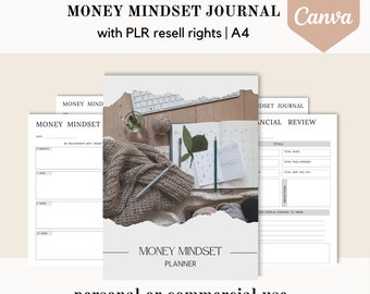 PLR Money mindset journal, Canva template, wealth PLR planner, editable canva template, done for you journal, commercial use resell rights