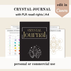 PLR Crystal journal, Canva template, mind body soul PLR planner, editable canva template, done for you journal, commercial use resell rights