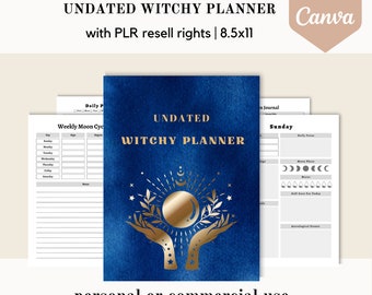 PLR Undated witchy planner, manifesting Canva template, editable canva template, done for you planner, commercial use resell rights workbook