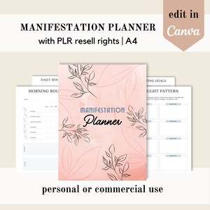 PLR Manifestation Planer, Canva Vorlage, Wellness PLR Journal, bearbeitbare Canva Vorlage, für Ihre Zeitschrift erstellt, kommerzielle Nutzung Weiterverkaufsrechte