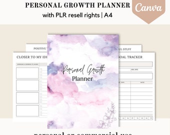 PLR Personal Growth planner, Canva template, goals PLR, editable canva template, done for you mindset journal, commercial use resell rights