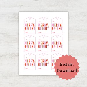 Printable Pink Christmas Gift Tags 8 Stylish Designs for - Etsy