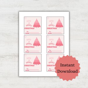 Printable Pink Christmas Gift Tags 8 Stylish Designs for - Etsy