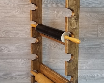 Rolling Pin Rack with Six Slots - Multiple Rolling Pin Rack - Rolling Pin Holder - Rolling Pin Storage - Rolling Pin Rack for 6