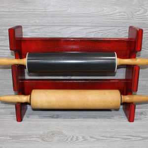 Antique Red Rolling Pin Rack With Two Slots – Red Rolling Pin Rack ...