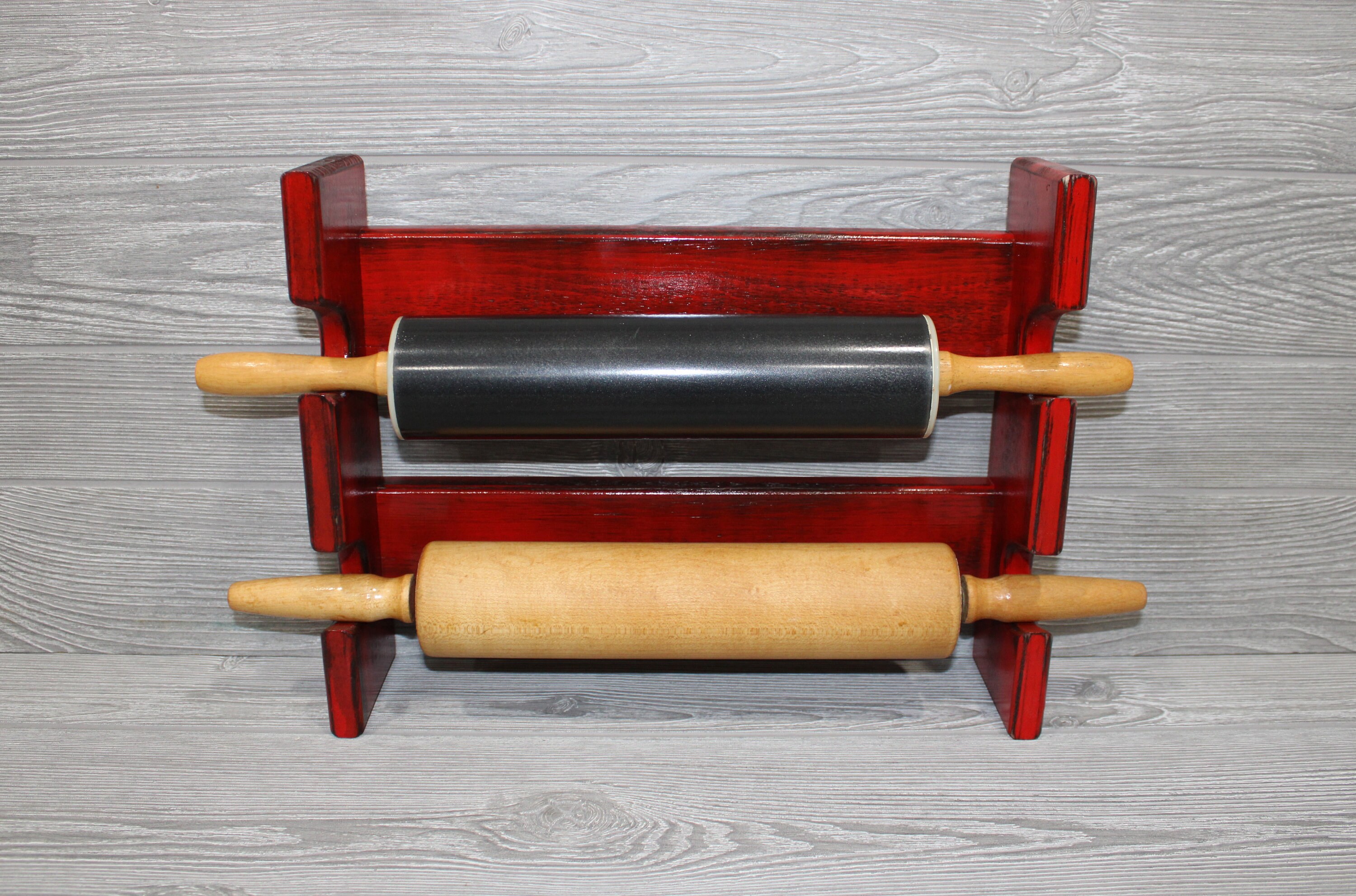 Antique Red Rolling Pin Rack with Two Slots Red Rolling Pin | Etsy
