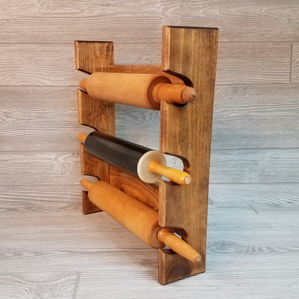 Rolling Pin Rack with Three Slots - Multiple Rolling Pin Rack - Rolling Pin Holder - Rolling Pin Storage - Rolling Pin Rack for 3 Pins