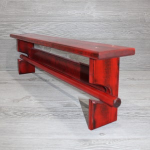 Antique Red Single Quilt Rack – Red Wooden Quilt Rack - Quilt Rack Wall Mount - Quilt Rack with Shelf - Quilt Room - Quilt Holder