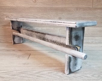 Antique White Single Quilt Rack - Distressed Quilt Rack - Wooden Quilt Rack - Quilt Rack Wall Mount - Quilt Rack with Shelf - Quilt Holder