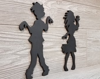 Zombie Couple - Zombie Husband and Wife - Zombie Man and Woman - Zombie Décor - Zombie Wall Art - Zombie Art - The Walking Dead