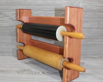 Rolling Pin Rack with Two Slots - Multiple Rolling Pin Rack - Rolling Pin Holder - Rolling Pin Storage - Rolling Pin Rack for 2 Pins