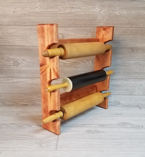 Rolling Pin Rack With Three Slots Multiple Rolling Pin Rack Rolling Pin  Holder Rolling Pin Storage Rolling Pin Rack for 3 Pins 
