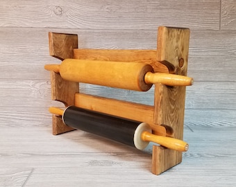 Rolling Pin Rack with Two Slots - Multiple Rolling Pin Rack - Rolling Pin Holder - Rolling Pin Storage - Rolling Pin Rack for 2