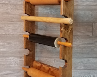 Rolling Pin Rack with Five Slots - Multiple Rolling Pin Rack - Rolling Pin Holder - Rolling Pin Storage - Rolling Pin Rack for 5