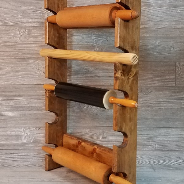 Rolling Pin Rack with Five Slots - Multiple Rolling Pin Rack - Rolling Pin Holder - Rolling Pin Storage - Rolling Pin Rack for 5