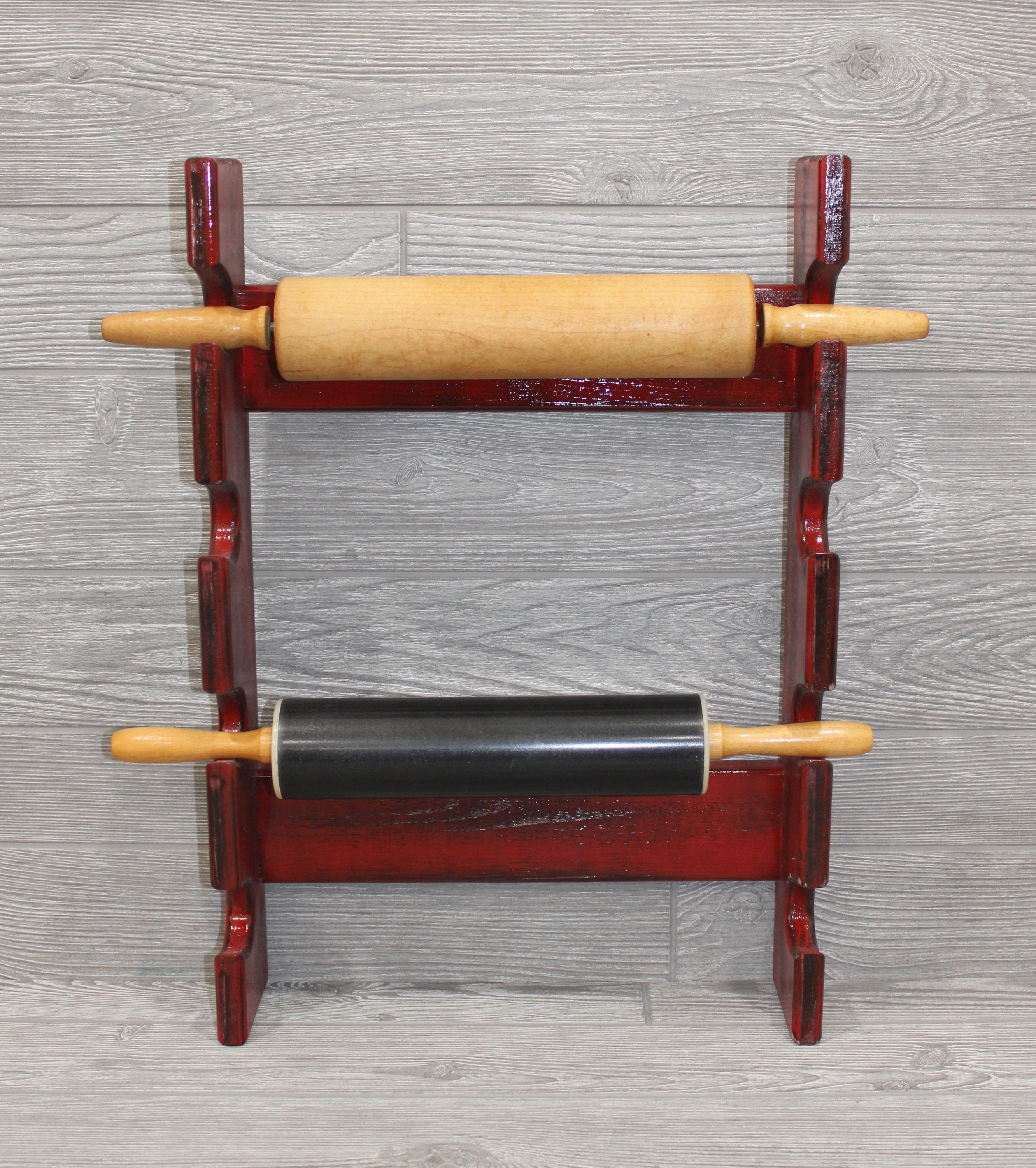 Antique Red Rolling Pin Rack With Four Slots Red Rolling Pin - Etsy