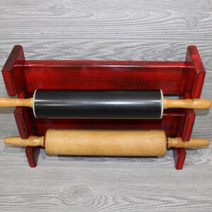 Antique Red Rolling Pin Rack With Two Slots – Red Rolling Pin Rack ...