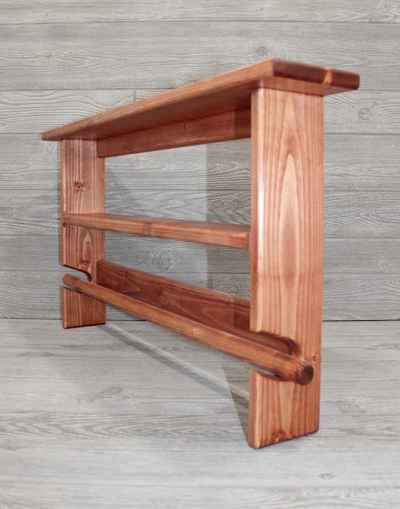 Quilt Rack With Double Shelves Wooden Quilt Rack Red Chestnut Quilt Rack Quilt Rack Shelf Afghan Rack Blanket Rack Tapestry Rack Etsy