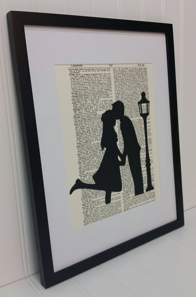 Man and Woman Kissing by Lamp Post  Man and Woman Art  Love image 2