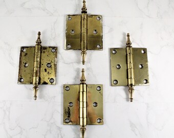 Antique Olive Knuckle Door Hinges Original Reclaimed Heavy Brass
