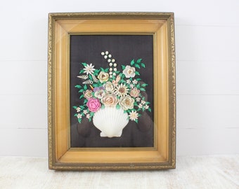 Antique Ceramic Tile Floral Victorian Vintage Ocean Sea Shells Nature Seaweed