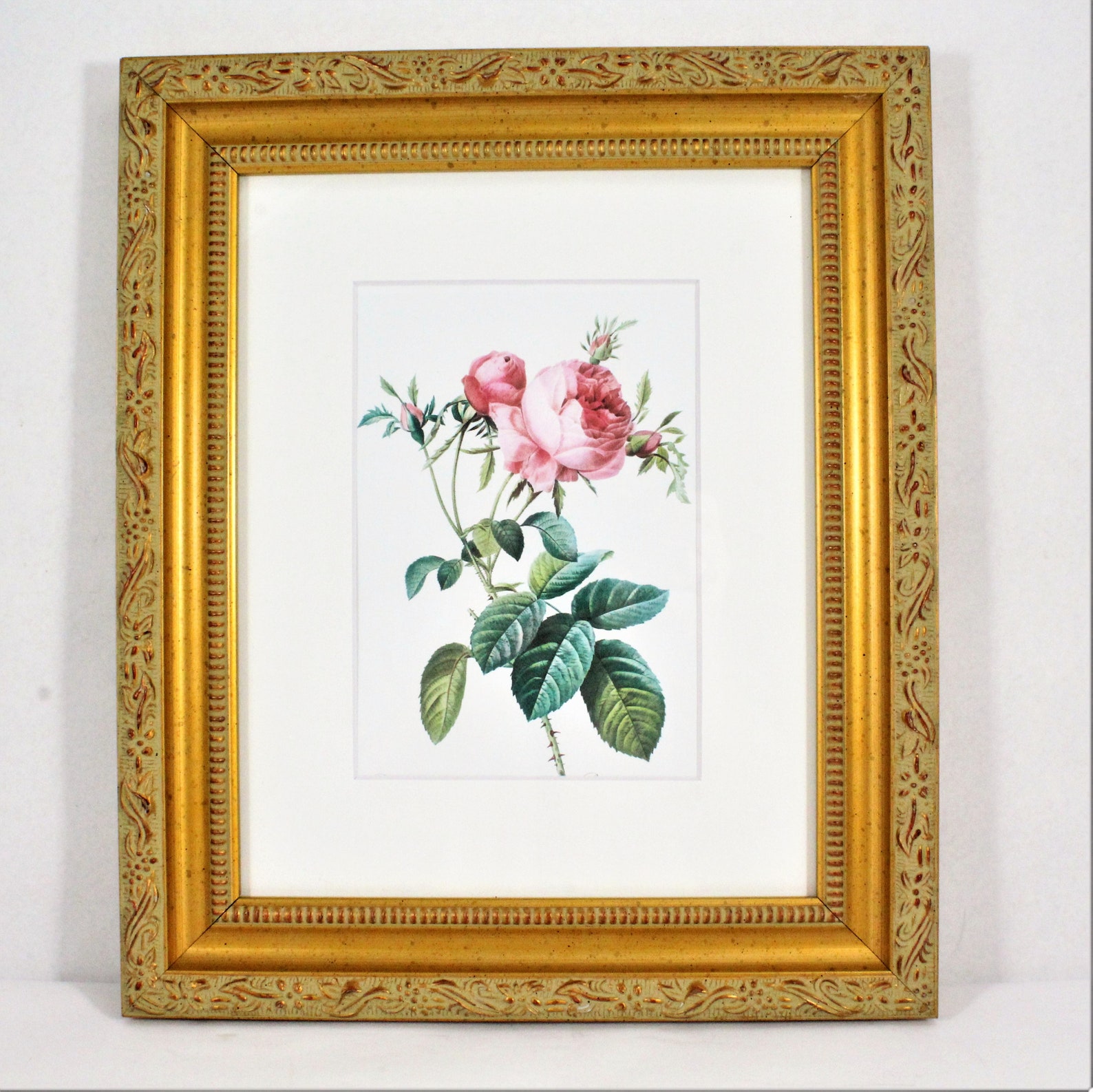 Gold Frames with Vintage Prints 3 Framed Roses wall art set Etsy