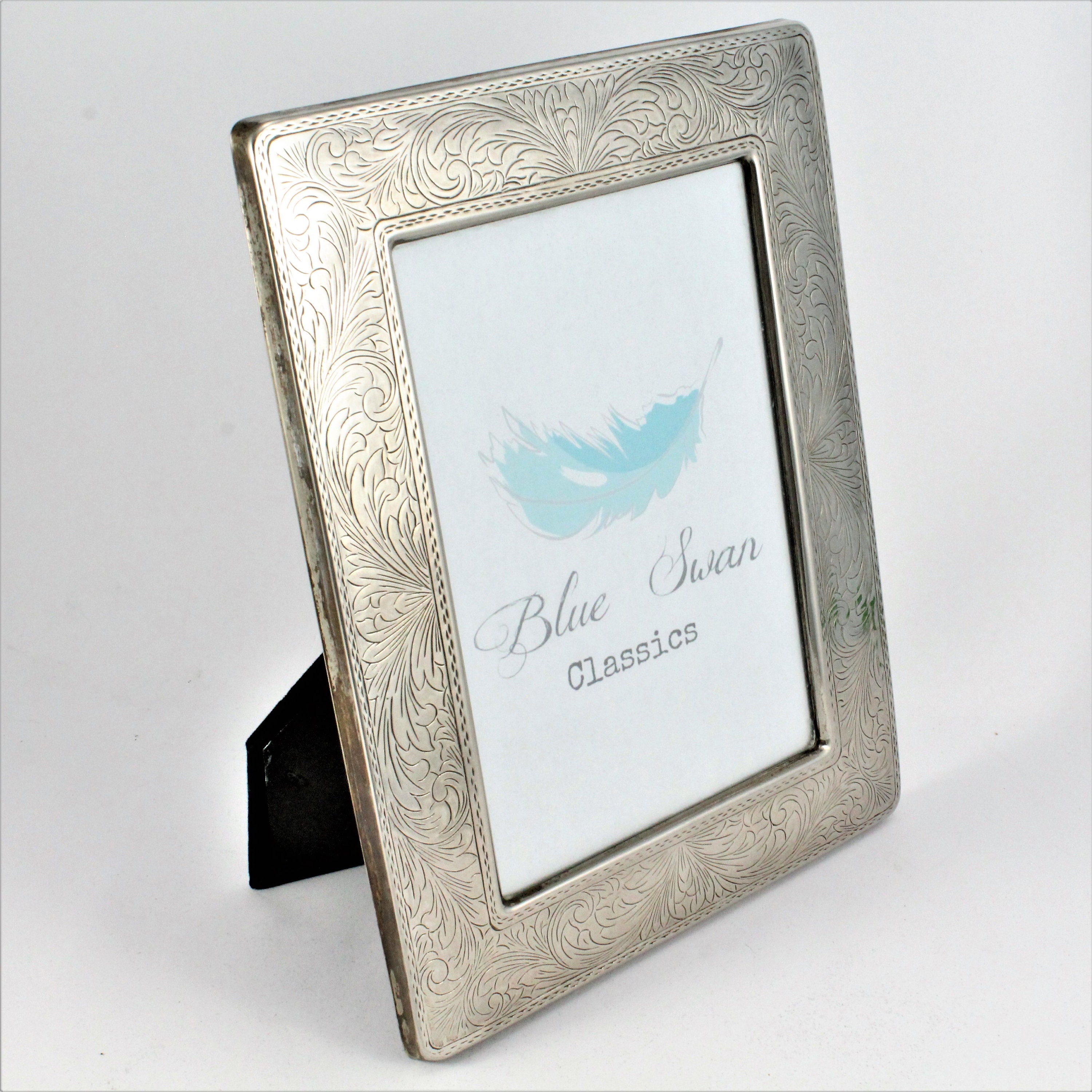 Silver Plated Photo Frame 9 x 7 Inch Etched Silver and Black Etsy