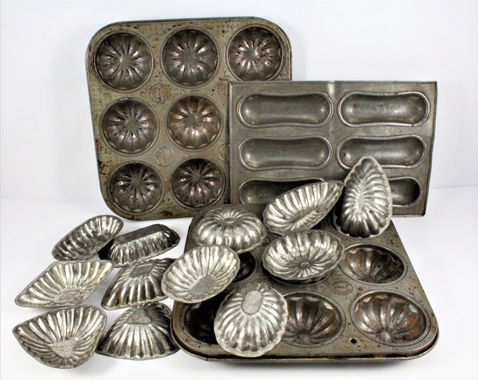 Baking Tin Collection Antique Tart Molds Ladyfinger Baking Etsy