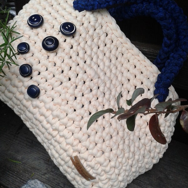 cotton lycra crochet ribbon bag handmade Italy Nuvola