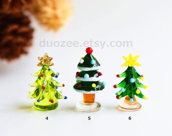 fairy garden miniatures handmade lampwork glass miniature christmas trees set b christmas miniatures miniature trees fairy house - Miniature Christmas Figurines fairy garden miniatures handmade lampwork glass miniature christmas trees set b christmas miniatures miniature trees fairy house - Miniature Christmas Figurines