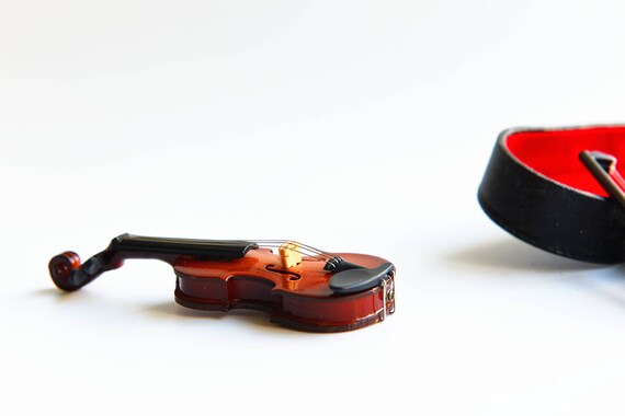 1:12 Mini Wooden Violin Miniature Musical Instrument Dollhouse w// Carry Case