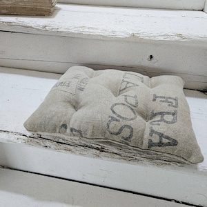 FRA LA POS franz Coussin d'escalier en toile de jute antique 33274ML, coussin capitonné style ferme, vieux sac à grains