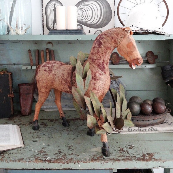 Antique "nag" horse - antique riding horse / toy horse 14238 primitive farmhouse