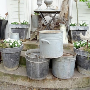 20L old zinc pot 27594 Farmhouse garden deco