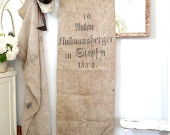1884 10 ANTON - antique linen sack - tobacco-colored dream part 27598 antique german grainsack farmhouse