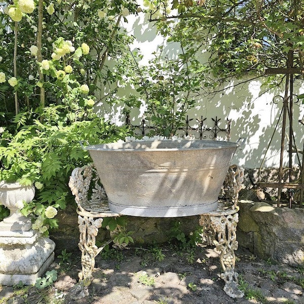 81 cm ancient bathtub children's bathtub zinc tub 28961 herb tub raised bed farmhouse garden decoration