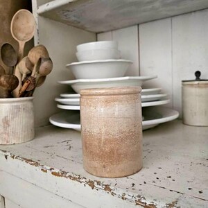Pot à confiture ancien en céramique française, 500 ml, réf. 32777, décor de cuisine de ferme française