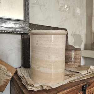 "BIG BOY" Creil MONTEREAU antique jam pot storage jar 33856 French farmhouse kitchen decor