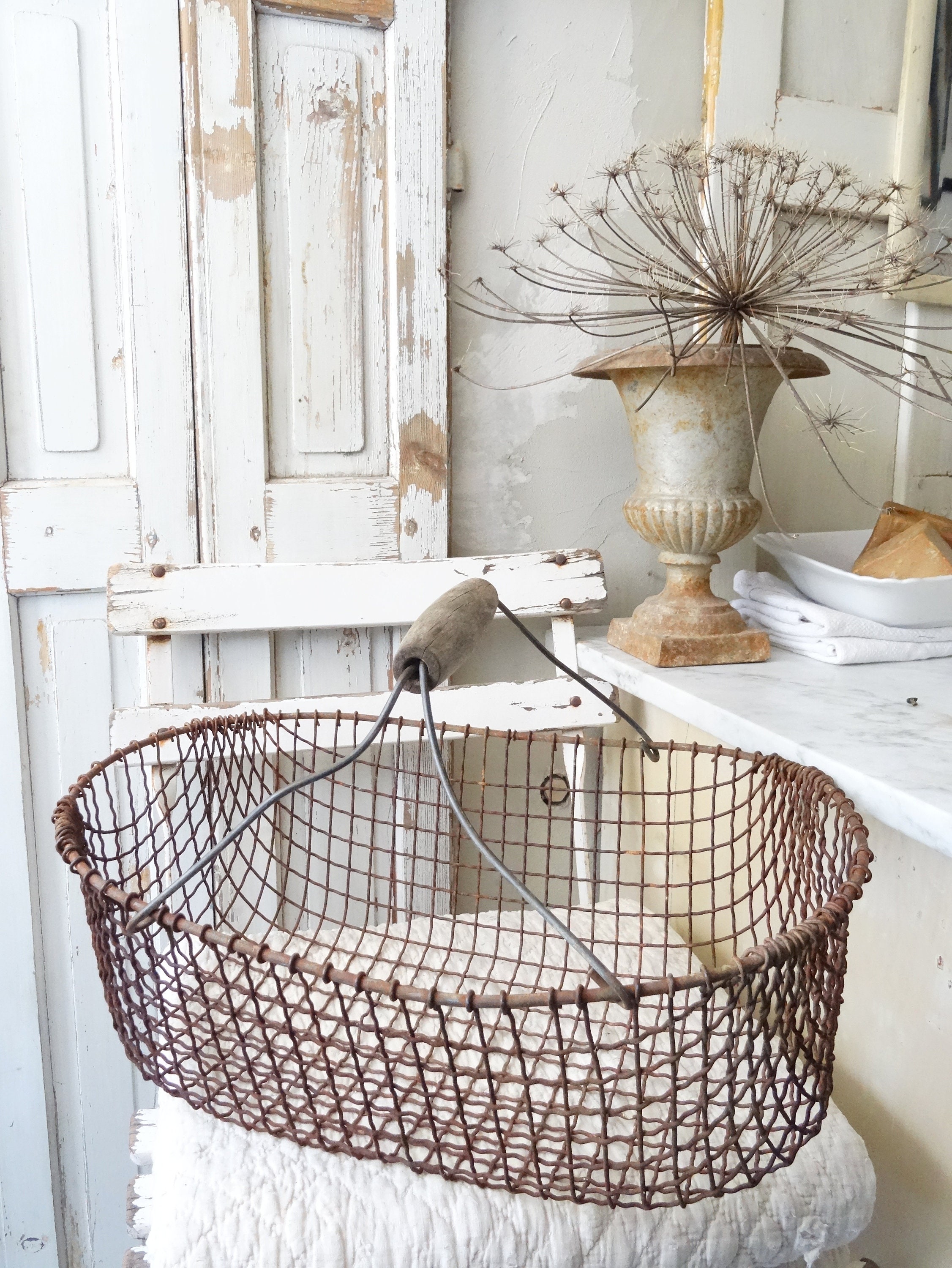 Very Old Sturdy Harvest Basket / Potato Basket 24744 - Etsy