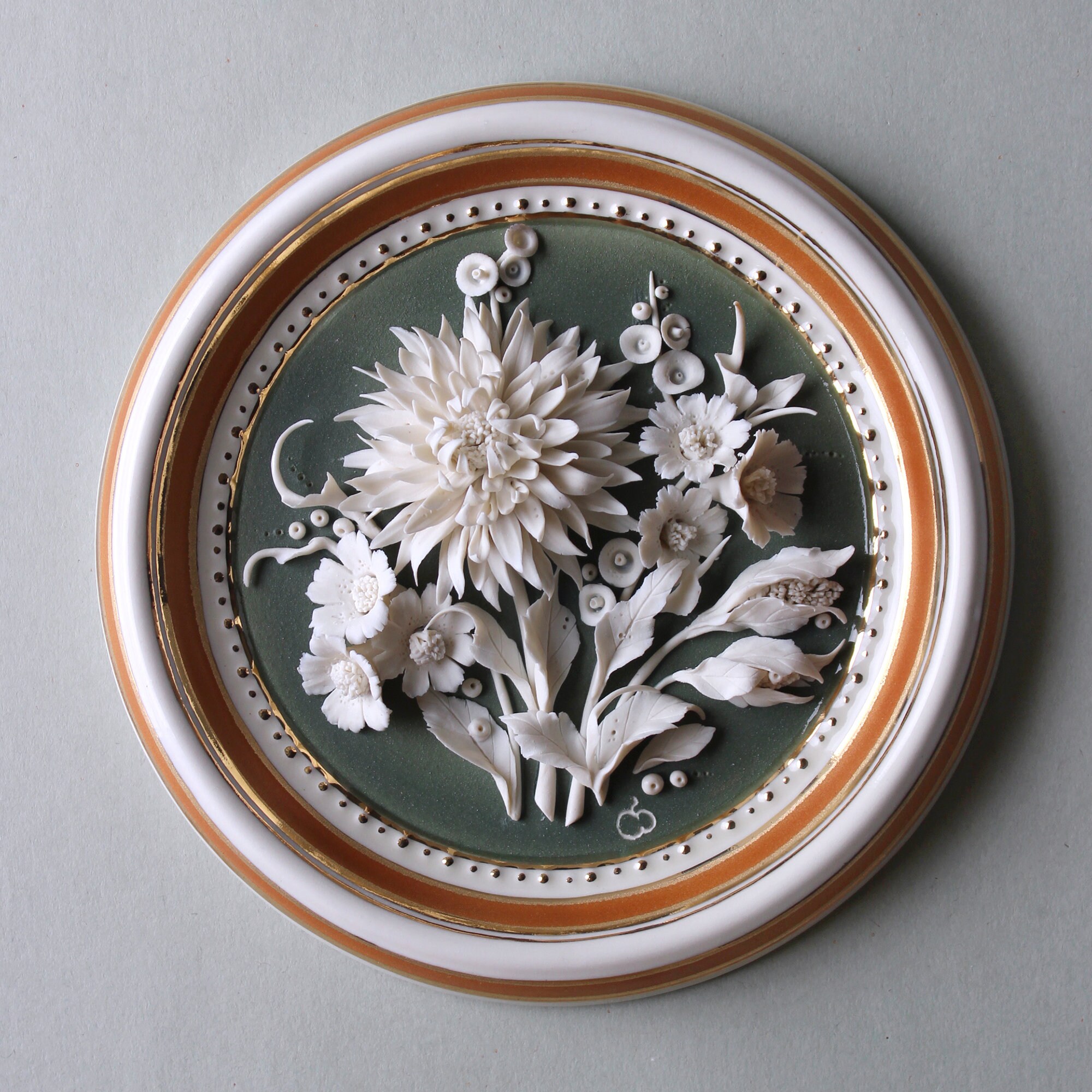 Porcelain Flowers Decorative Porcelain Plate Wall Art Decor Etsy