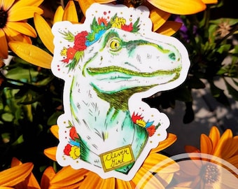 Clever Girl 2.67x3.15" die cut VINYL sticker