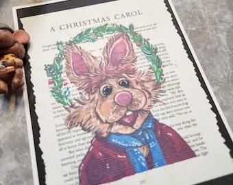 Bean Bunny Muppet Christmas Carol print of original painting
