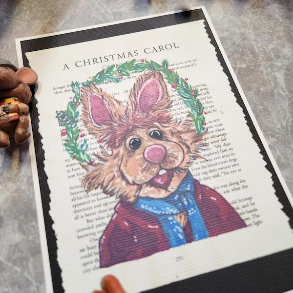 Bean Bunny Muppet Christmas Carol print of original painting