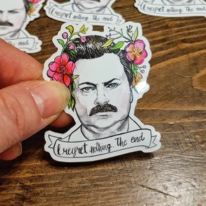 Ron Swanson 2x2.4 inch vinyl sticker