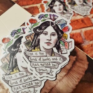 Appassionato di libri adesivo in vinile 1,5x2 pollici -Louisa May Alcott