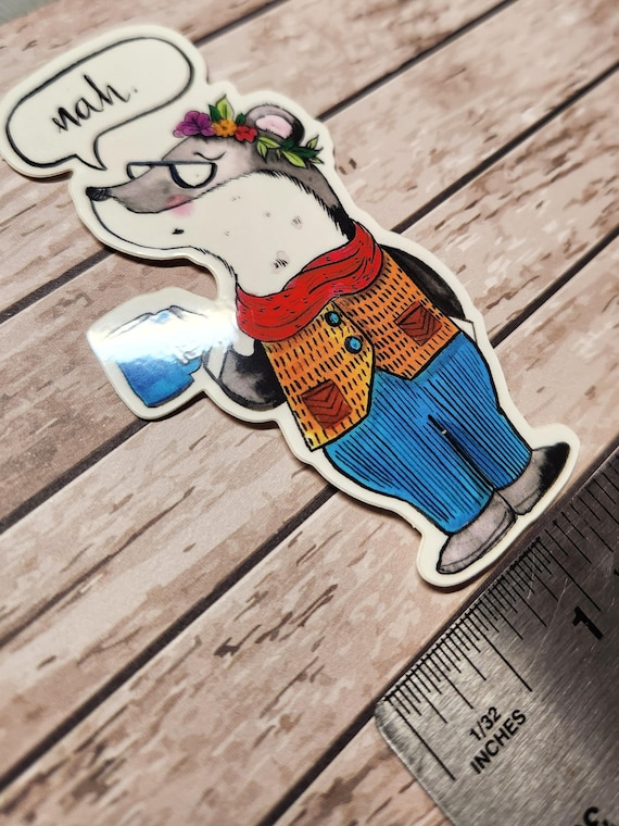 Non Plussed Badger  vinyl sticker 3.5x1.75 glossy finish