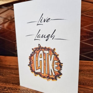Carte de voeux Live Laugh Latke Hanukkah