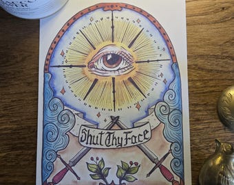 Shut Thy Face medieval inspired illustration 8.5x11 or 5x7