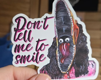 Beetlejuice Don't Tell Me To Smile Barbara Vinyl sticker 3x3 inch original watercolor illustration