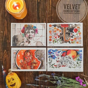 Cartes postales d'horreur 4 x 6 illustrations originales d'horreur